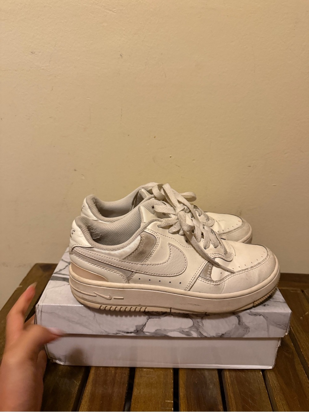 Nike Kids Off-White Leather Sneakers